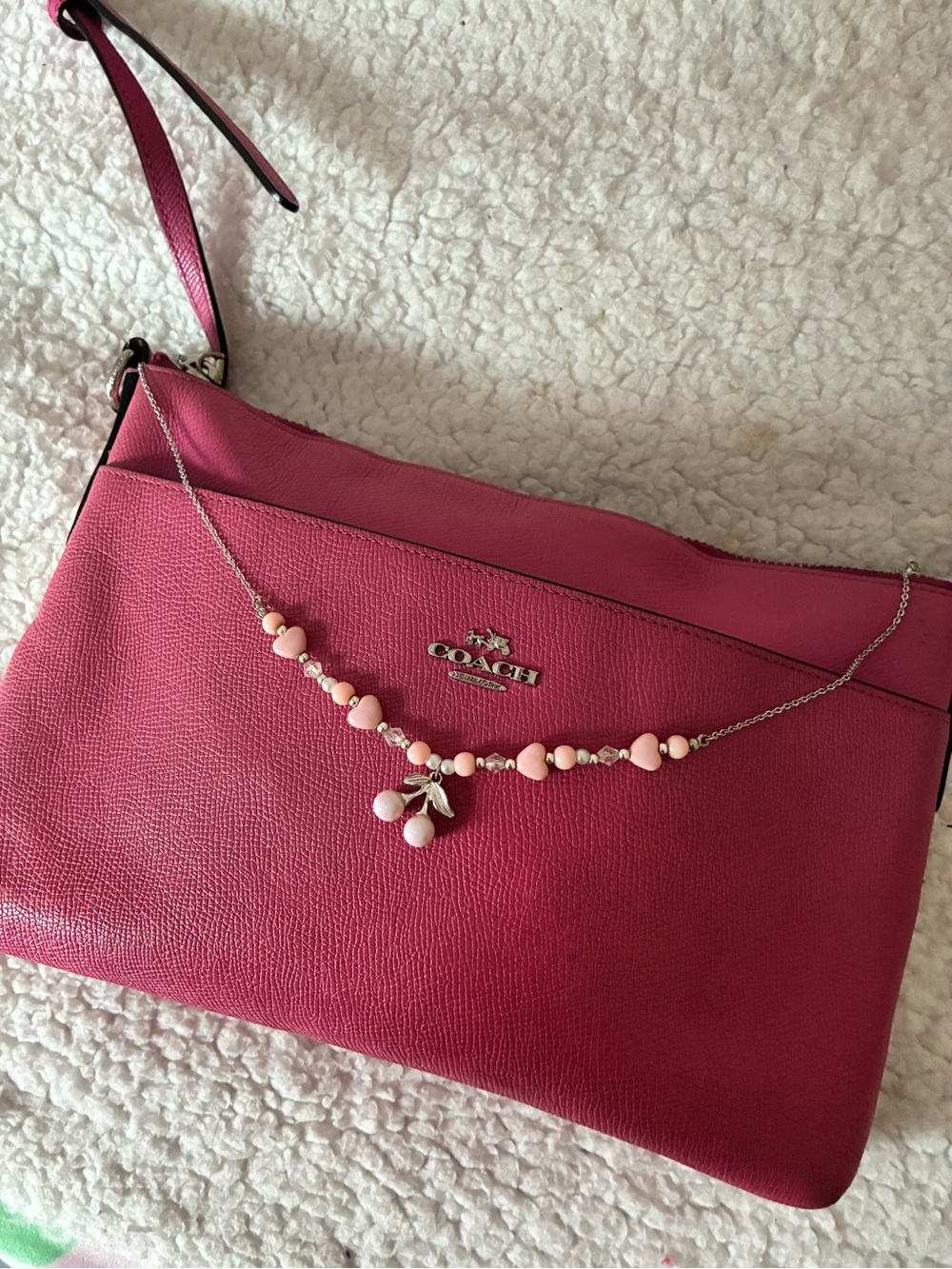 Coach Pebbled Leather Purse in Fuchsia Pink